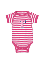 Texas Rangers Baby Pink Infant Girl Striped Short Sleeve One Piece