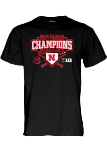 Nebraska Cornhuskers Big 10 Baseball Tournament Champions 2025 Short Sleeve T Shirt - Black