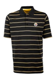 Antigua Pittsburgh Steelers Mens Black Deluxe Short Sleeve Polo