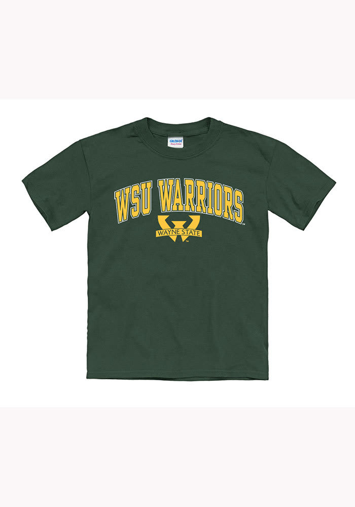 Wayne State Warriors Youth Green Arch Short Sleeve T-Shirt