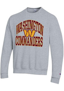Champion Washington Commanders Mens Grey Heart and Soul Long Sleeve Crew Sweatshirt