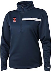Columbia Illinois Fighting Illini Womens Navy Blue Heat Seal Skiff Guide Fleece Qtr Zip