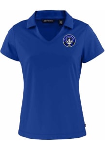 Cutter and Buck Montreal Impact Womens Blue Daybreak V Neck Short Sleeve Polo Shirt