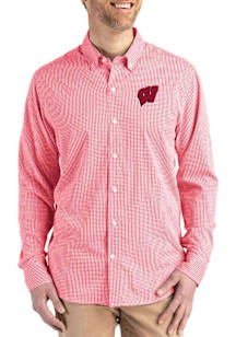 Cutter and Buck Wisconsin Badgers Mens Red Skyline Long Sleeve Dress Shirt