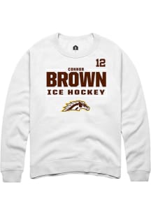 Connor Brown Rally Mens White Western Michigan Broncos NIL Stacked Box Player Crew