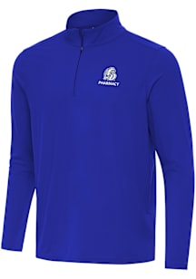 Antigua Drake Bulldogs Mens Blue Intent Pharmacy Long Sleeve Qtr Zip Pullover