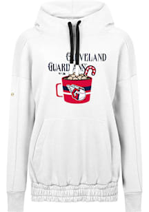 Levelwear Cleveland Guardians Womens White Waterfall Mellow Hooded Sweatshirt