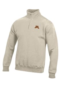 Gear for Sports Minnesota Golden Gophers Mens Oatmeal Big Cotton Long Sleeve Qtr Zip Pullover