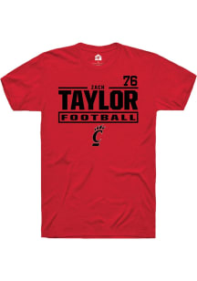 Zach Taylor Rally Mens Red Cincinnati Bearcats NIL Stacked Box Player T Shirt