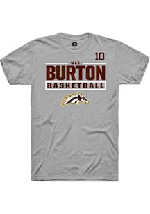 Max Burton Western Michigan Broncos Grey NIL Stacked Box Short Sleeve Player T Shirt