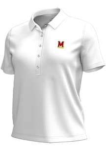 Womens Maryland Terrapins White Under Armour Pique Short Sleeve Polo Shirt