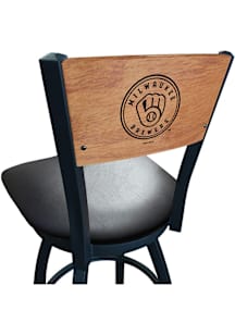 Milwaukee Brewers Vinyl Seat Maple Back Swivel Pub Stool - Black