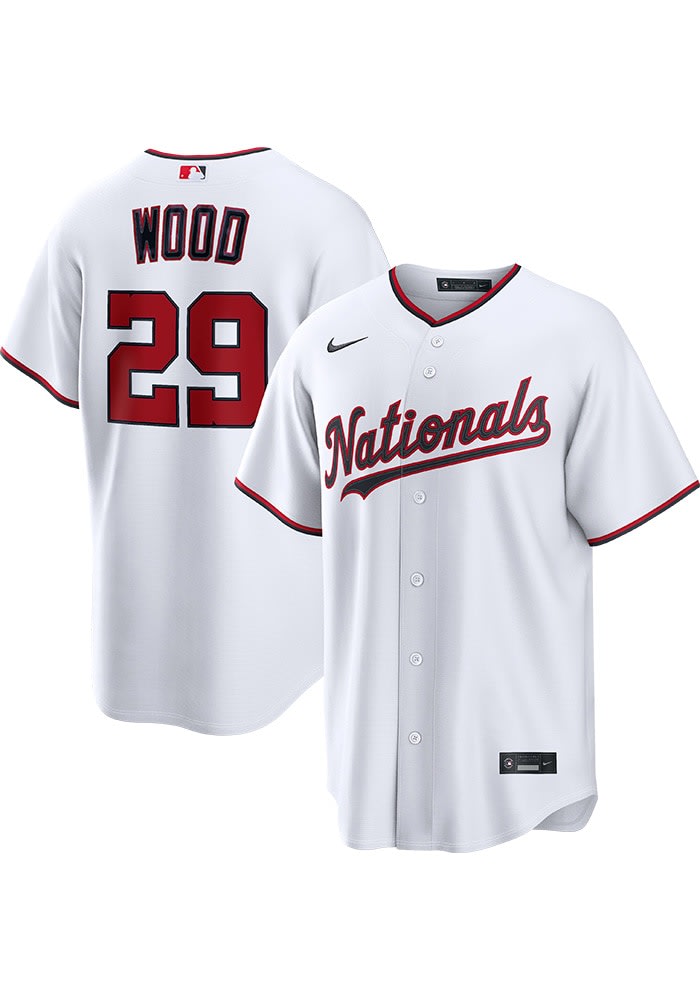 James Wood Washington Nationals Mens Replica White Home Jersey