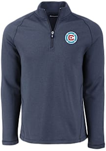Cutter and Buck Chicago Fire Mens Navy Blue Pehastin Long Sleeve Qtr Zip Pullover