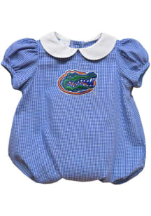 Vive La Fete Florida Gators Baby Blue Gingham Collar Short Sleeve One Piece