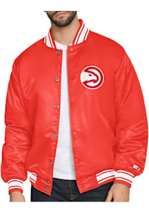 Starter Atlanta Hawks Mens Red Satin Varisty Medium Weight Jacket