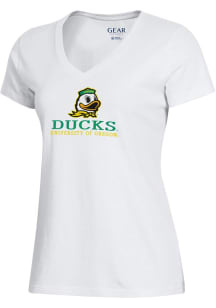 Oregon Ducks White Gear for Sports Logo  Mia Short Sleeve T-Shirt