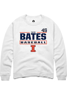 Zach Bates Illinois Fighting Illini Mens White NIL Stacked Box Player Crew