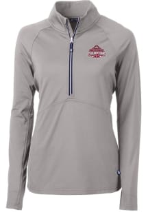 Womens Ohio State Buckeyes Grey Cutter and Buck 2024 Football National Champion Adapt Eco Qtr Zi..