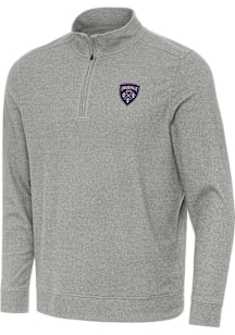 Antigua Louisville City FC Mens Grey Subtle Long Sleeve Qtr Zip Pullover