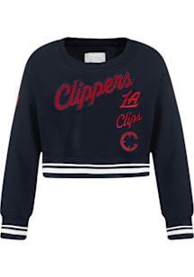 Pro Standard Los Angeles Clippers Girls Navy Blue Retro Classics Long Sleeve T-Shirt