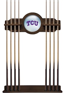 TCU Horned Frogs Solid Wood Cue Rack Pool Table
