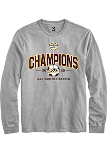 Summit Sportswear Western Michigan Broncos Grey 2025 MAC Soccer Champions Long Sleeve T Shirt