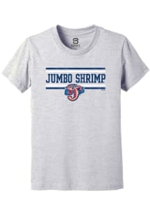 Summit Sportswear Jacksonville Jumbo Shrimp Youth Grey Double Bars Short Sleeve T-Shirt