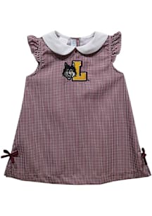 Vive La Fete Loyola Ramblers Toddler Girls Maroon Gingham Short Sleeve Dress
