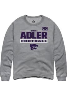Jason Adler Rally Mens Graphite K-State Wildcats NIL Stacked Box Player Crew