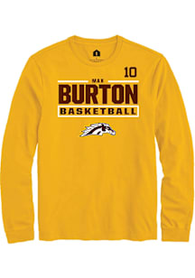 Max Burton Western Michigan Broncos Gold NIL Stacked Box Long Sleeve Player T Shirt