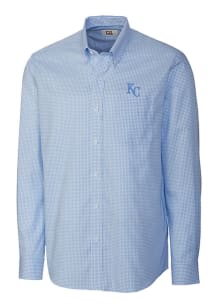 Cutter and Buck Kansas City Royals Mens Light Blue Tattersall Long Sleeve Dress Shirt