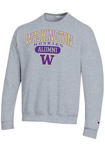 Champion Washington Huskies Mens Grey Pill Alumni Powerblend Long Sleeve Crew Sweatshirt