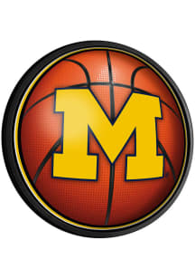 The Fan-Brand Michigan Wolverines Basketball Round Slimline Lighted Sign