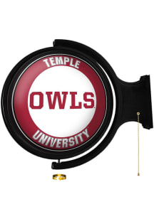 The Fan-Brand Temple Owls Mascot Round Rotating Lighted Wall Sign