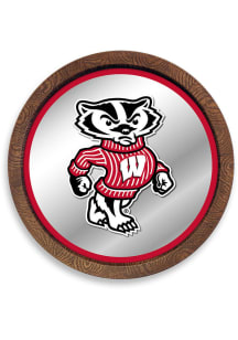 The Fan-Brand Wisconsin Badgers Mascot Faux Barrel Top Mirrored Sign