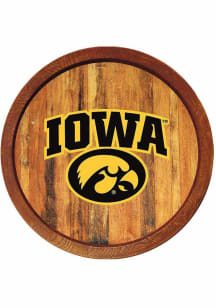 The Fan-Brand Iowa Hawkeyes Round Faux Barrel Top Sign