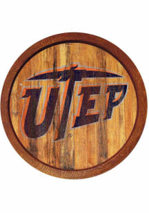 The Fan-Brand UTEP Miners Logo Weathered Faux Barrel Top Sign