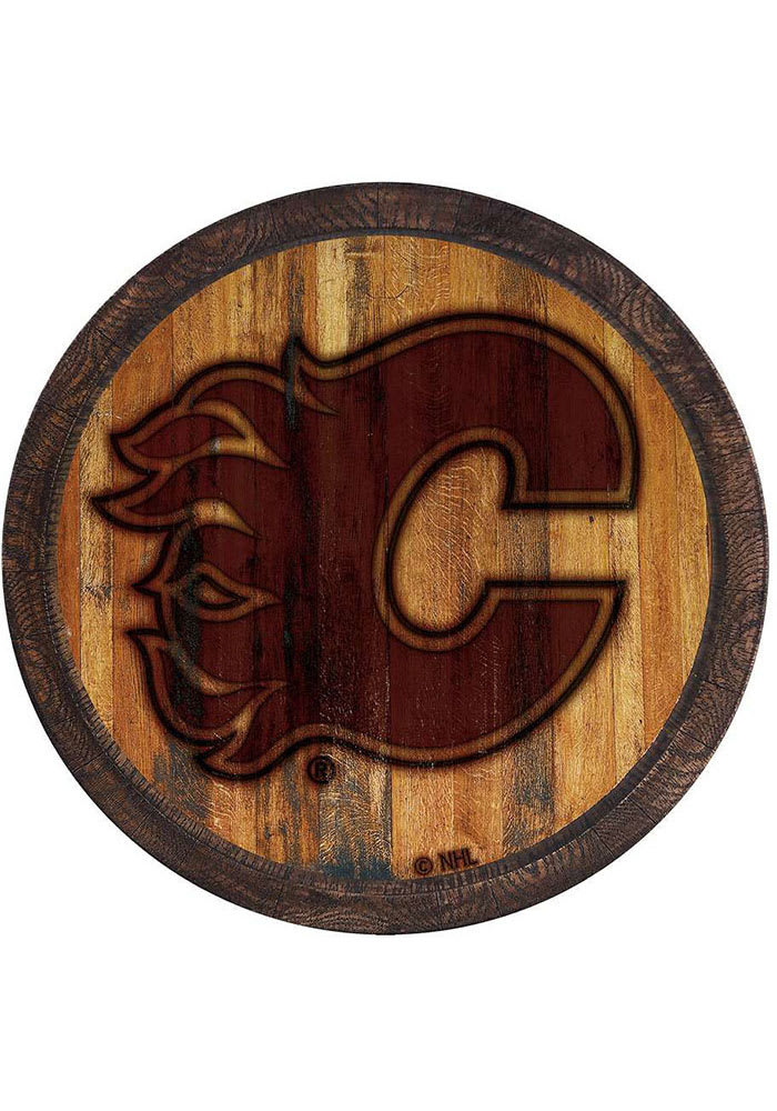 Calgary Flames Branded Faux Barrel Top Sign