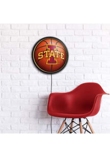 The Fan-Brand Iowa State Cyclones Basketball Round Slimline Lighted Wall Sign
