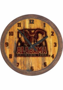Alabama Crimson Tide Al Logo Branded Faux Barrel Top Wall Clock