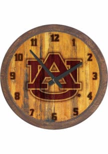 Auburn Tigers Logo Branded Faux Barrel Top Wall Clock