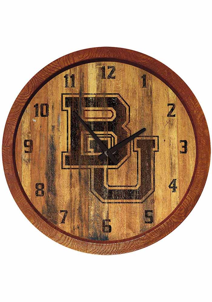Baylor Bears Weathered Faux Barrel Top Wall Clock