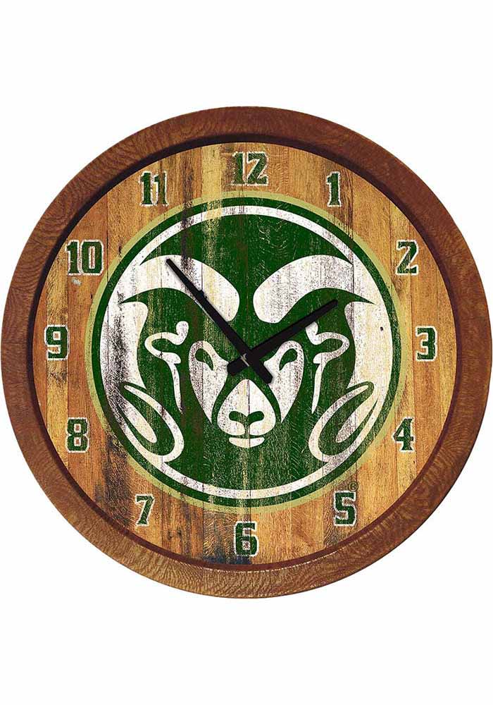 Colorado State Rams Weathered Faux Barrel Top Wall Clock