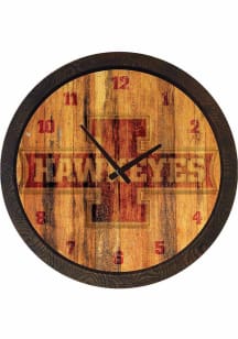 Iowa Hawkeyes Block Faux Barrel Top Wall Clock