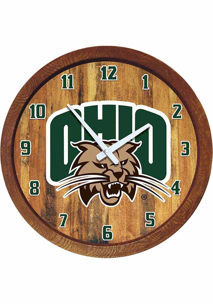 Ohio Bobcats Faux Barrel Top Wall Clock