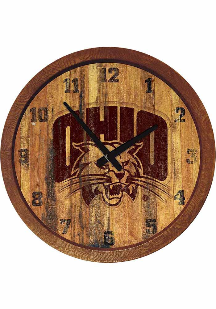 Ohio Bobcats Branded Faux Barrel Top Wall Clock