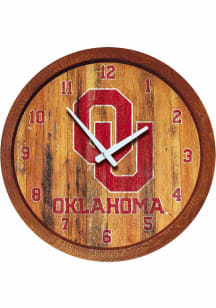 Oklahoma Sooners Weathered Faux Barrel Top Wall Clock