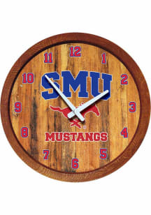 SMU Mustangs Faux Barrel Top Wall Clock