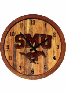 SMU Mustangs Branded Faux Barrel Top Wall Clock